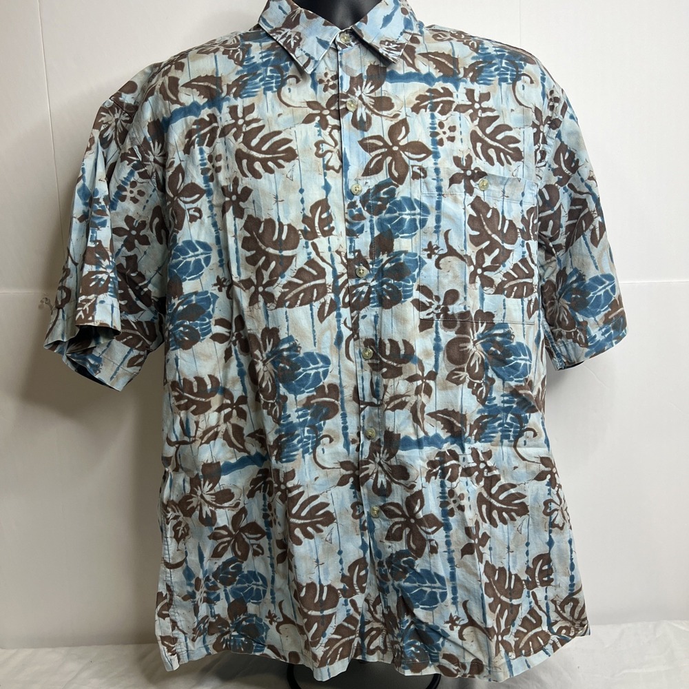 Pierre Cardin Hawaiian Shirt Large Button Up‎ Short Sleeve - Pocket 100% Cotton